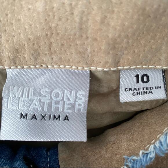 Wilson’s Leather Y2K Suede denim patchwork pants size 10 BOHO - Picture 4 of 9